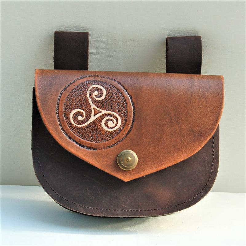 Celtic Leather Craft Belt Bag Triskele Belt Bag