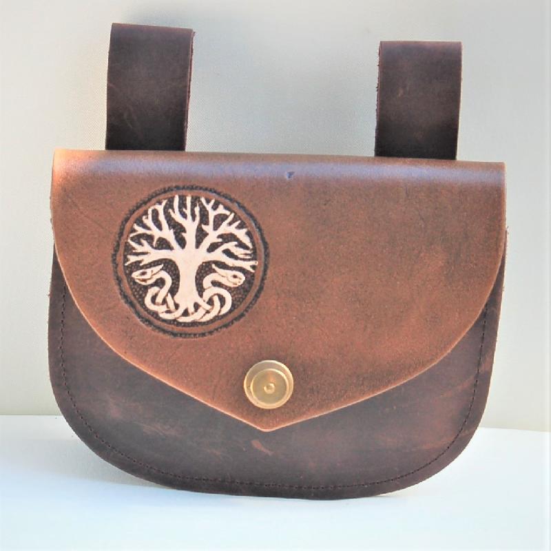 Celtic Leather Craft Belt Bag Yggdrasil Belt Bag