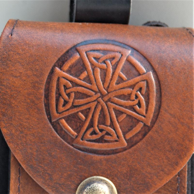 Celtic Leather Craft Belt Pouch Celtic Cross Belt Pouch