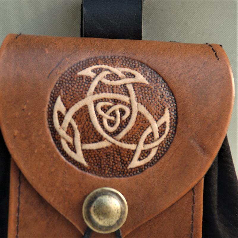 Celtic Leather Craft Belt Pouch Open Triad Belt Pouch