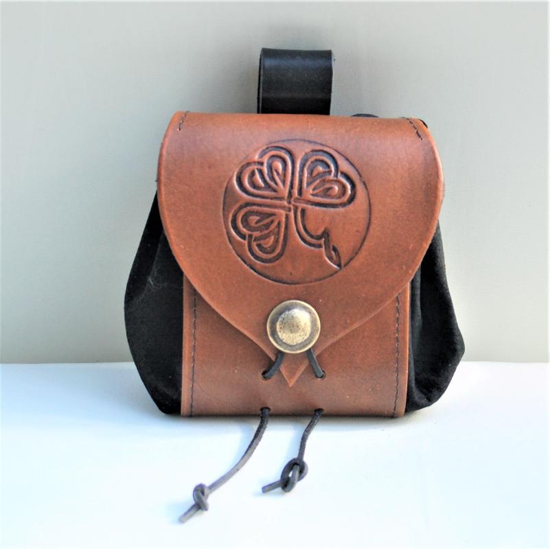 Celtic Leather Craft Belt Pouch Shamrock No.1 Belt Pouch
