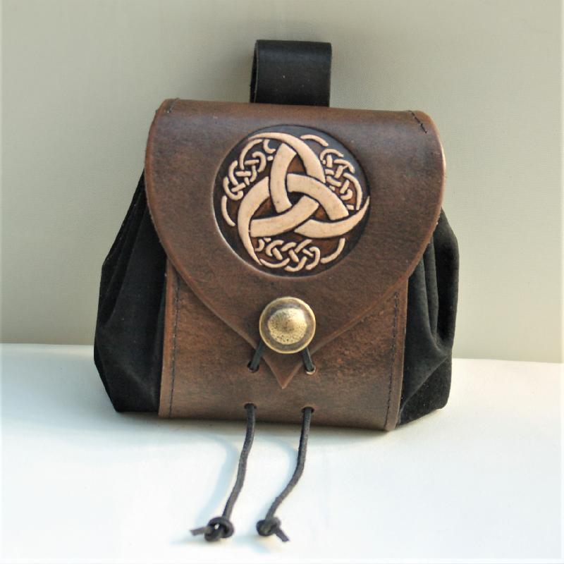 Celtic Leather Craft Belt Pouch Triquetra Tribal Belt Pouch