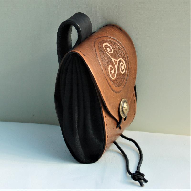 Celtic Leather Craft Belt Pouch Triskele Belt Pouch