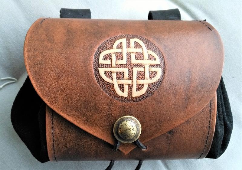 Celtic Leather Craft Belt Pouch - wide - Celtic Knot Belt Pouch - wide