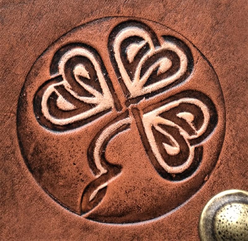 Celtic Leather Craft Book Cover A5 - Shamrock No.1 Book Cover
