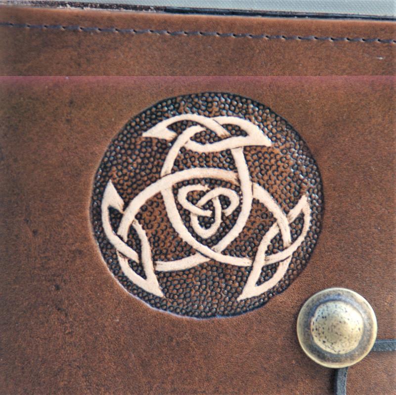 Celtic Leather Craft Book Cover A6 Open Triad Book Cover