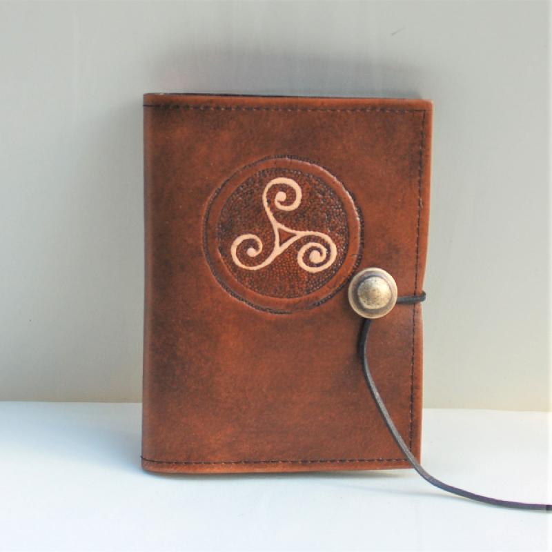 Celtic Leather Craft Book Cover A6 Triskele Book Cover