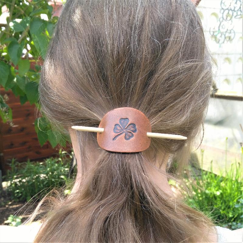 Celtic Leather Craft Hair Slide - small Celtic Knot Hair Slide - small