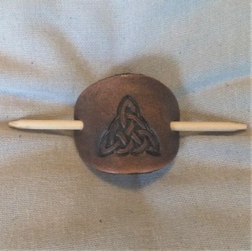 Celtic Leather Craft Hair Slide - small Triangle Knot Hair Slide - small