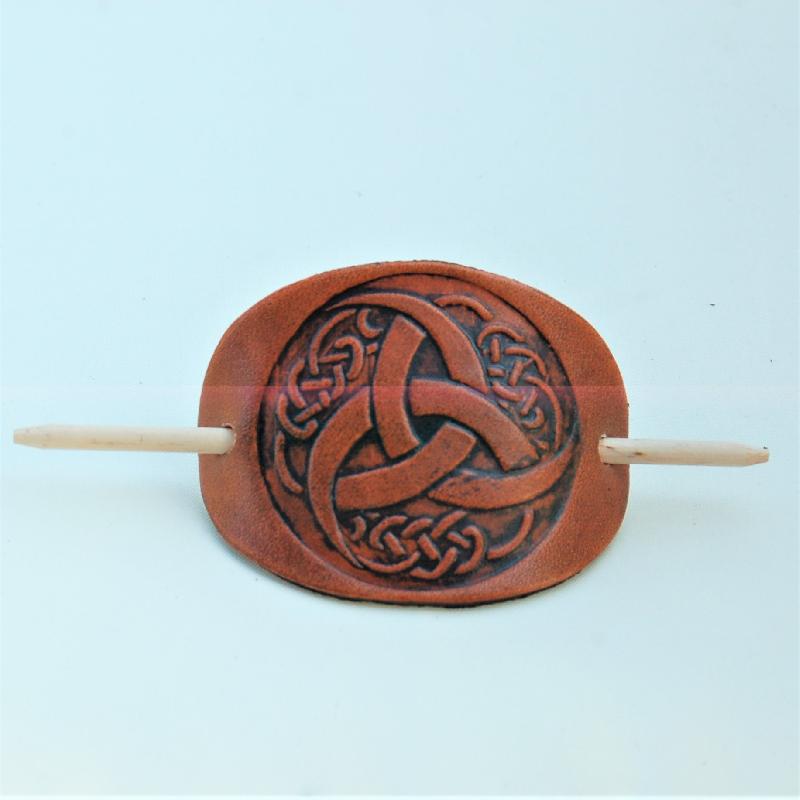 Celtic Leather Craft Hair Slide Triquetra Tribal Hairslides