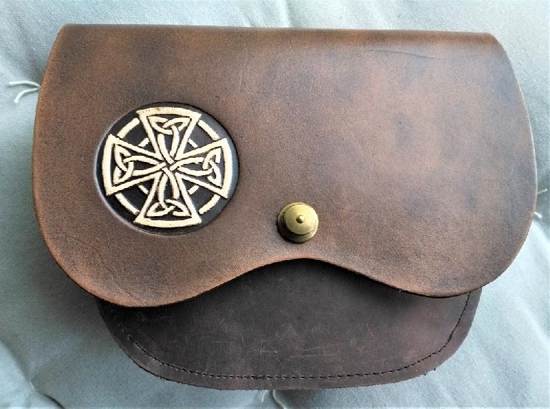 Celtic Leather Craft Shoulder Bag Celtic Cross Shoulder Bag