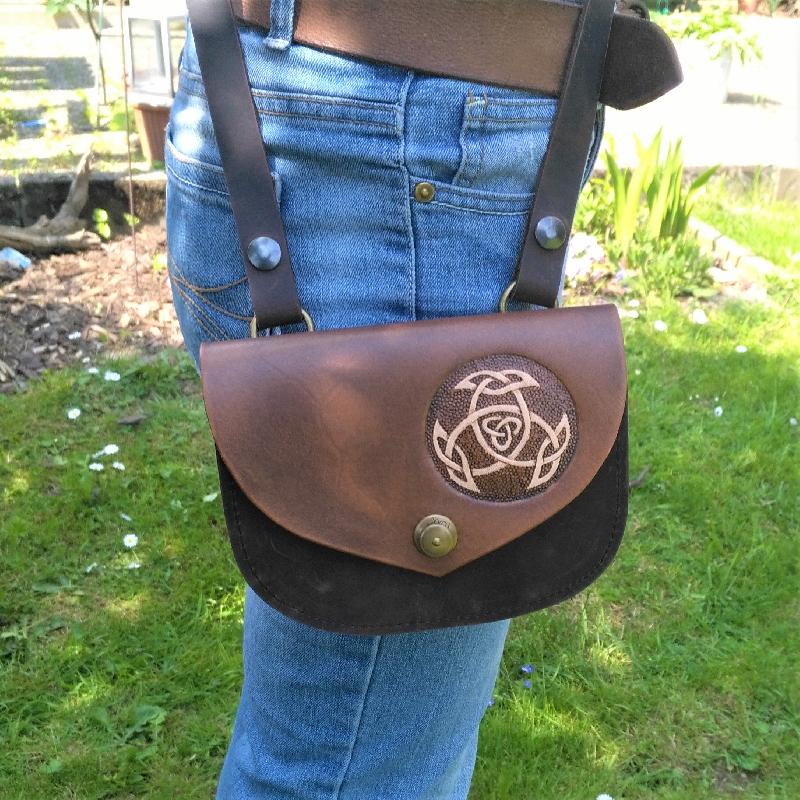 Celtic Leather Craft Shoulder Bag small Open Triad Shoulder Bag - small