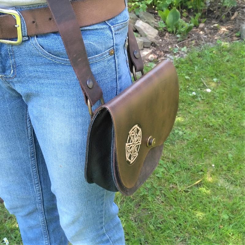 Celtic Leather Craft Shoulder Bag Triskele Shoulder Bag