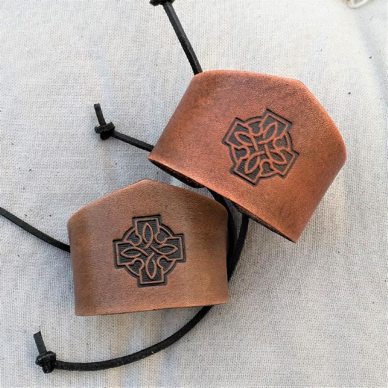 Celtic Leather Craft Wristband - narrow Celtic Cross Wristband - narrow