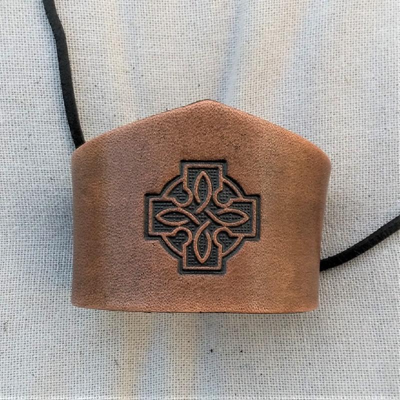 Celtic Leather Craft Wristband - narrow Celtic Cross Wristband - narrow