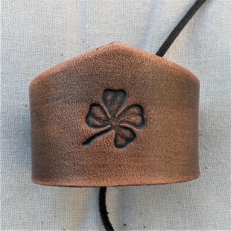 Celtic Leather Craft Wristband - narrow Shamrock Wristband - narrow
